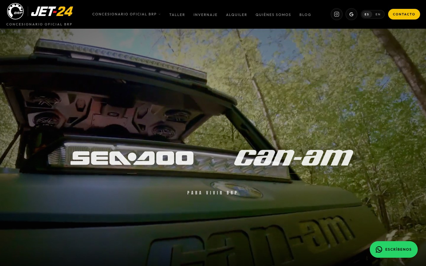 Portada de la web de JET-24, concesionario oficial BRP