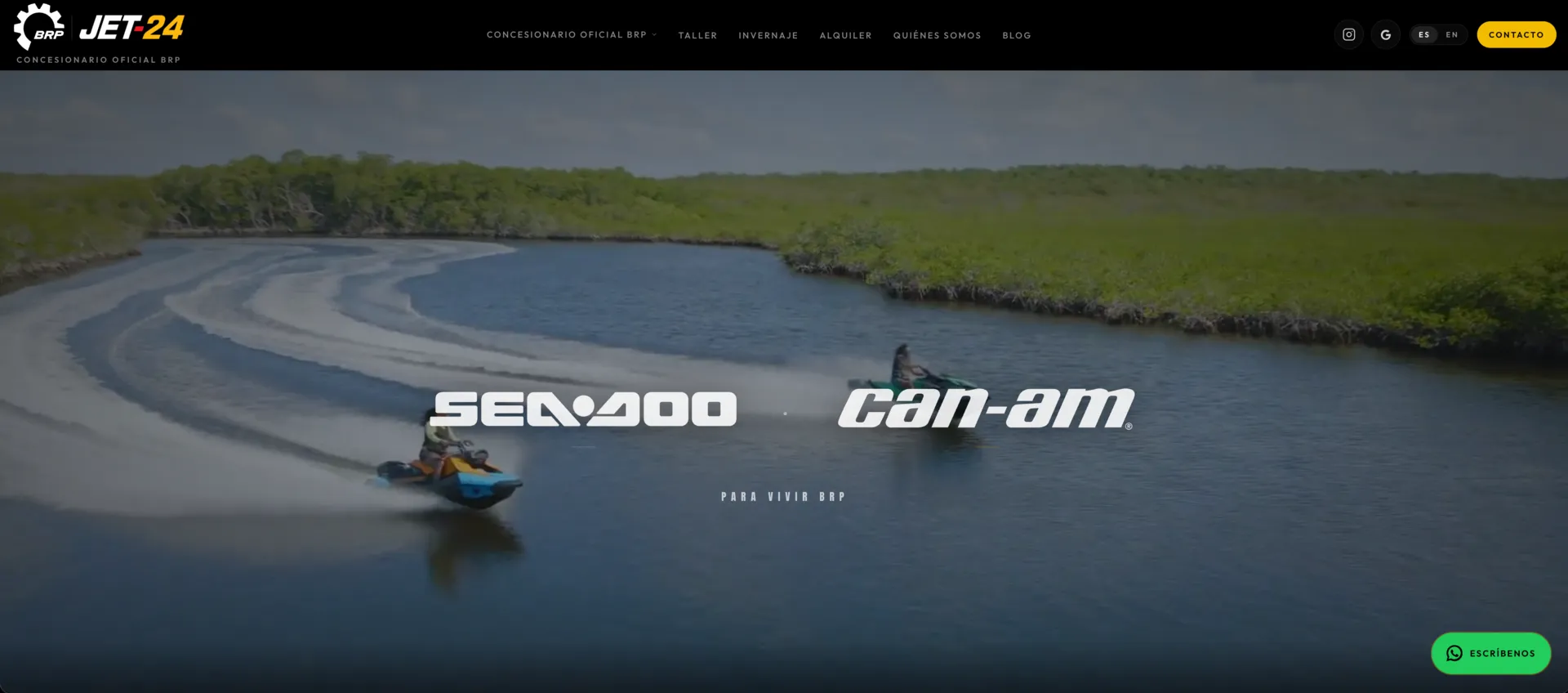 Portada de la web de JET-24, concesionario oficial BRP